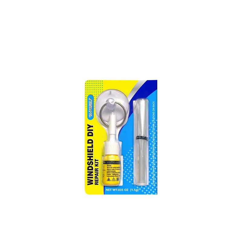 Plastic windshield crack repair tool for DIY car glass fixes with glass corrector fluid