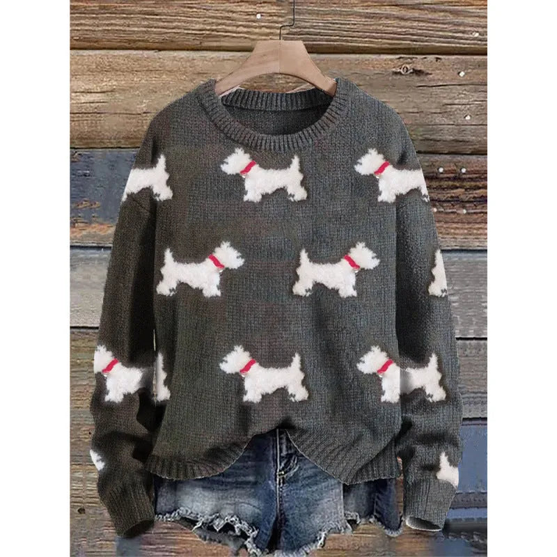 Digital printed round neck sweater showing Little Flower pattern in various colour options