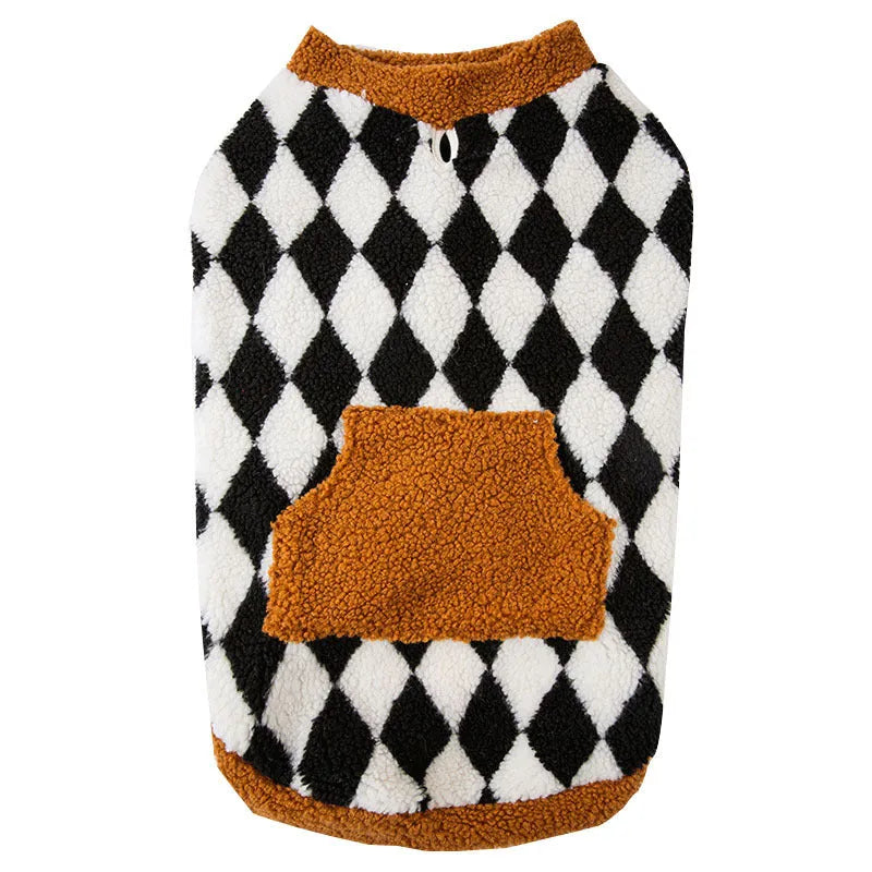 Black lambswool dog fluffy jacket vest cotton-padded with sizes 3XL to 8XL for large breeds
