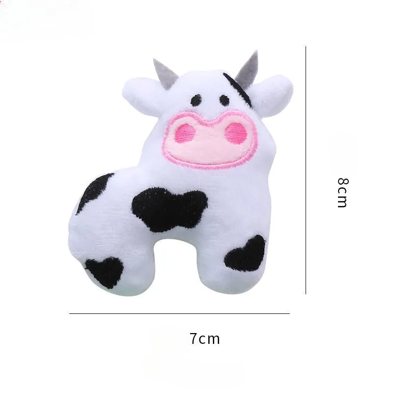 Cow parrot shape plush cat toy with colourful fabric and catnip filling for interactive play