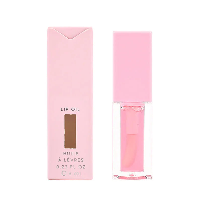 Six 6ML tubes of natural transparent women's lip gloss in fruit tints: Bird of Paradise, Cherry, Coral, Mango, Strawberry, Watermelon.
