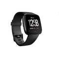 Black smart watch with heart rate monitor and sleep tracking on a silicone wristband, showing 1.4-inch screen.