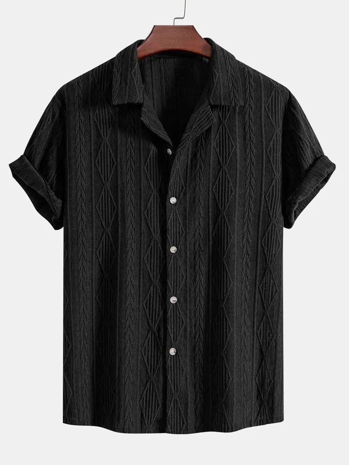 Men's loose casual cardigan in black, green or white with short sleeves for summer wear