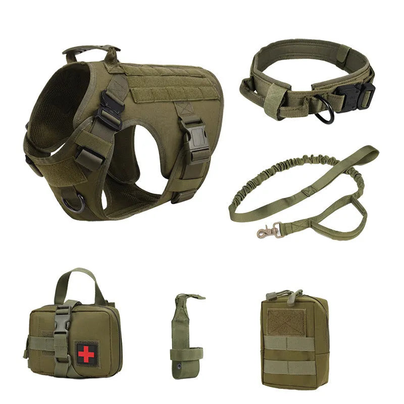 Polyester tactical dog training vest 6-piece set in camouflage and solid colours
