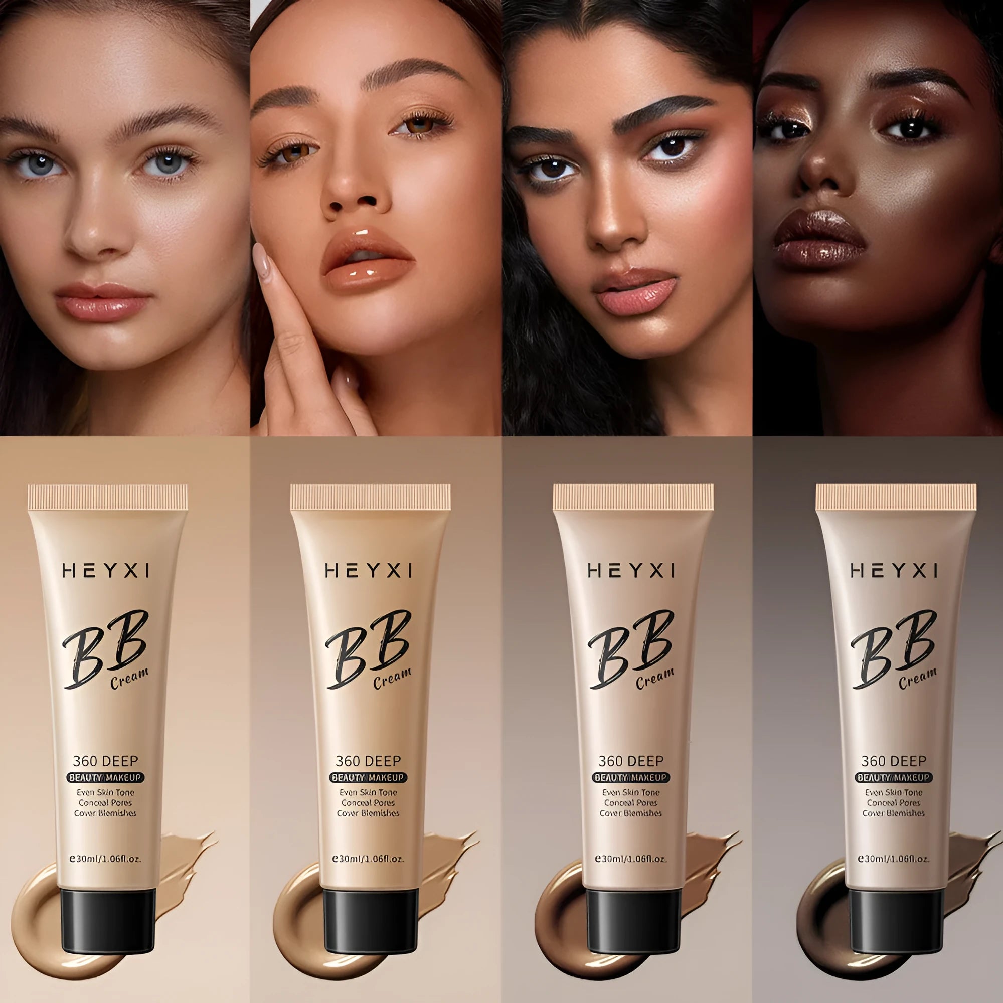 Waterproof sweat-proof BB cream in four shade options 01 02 03 04 for universal skin types