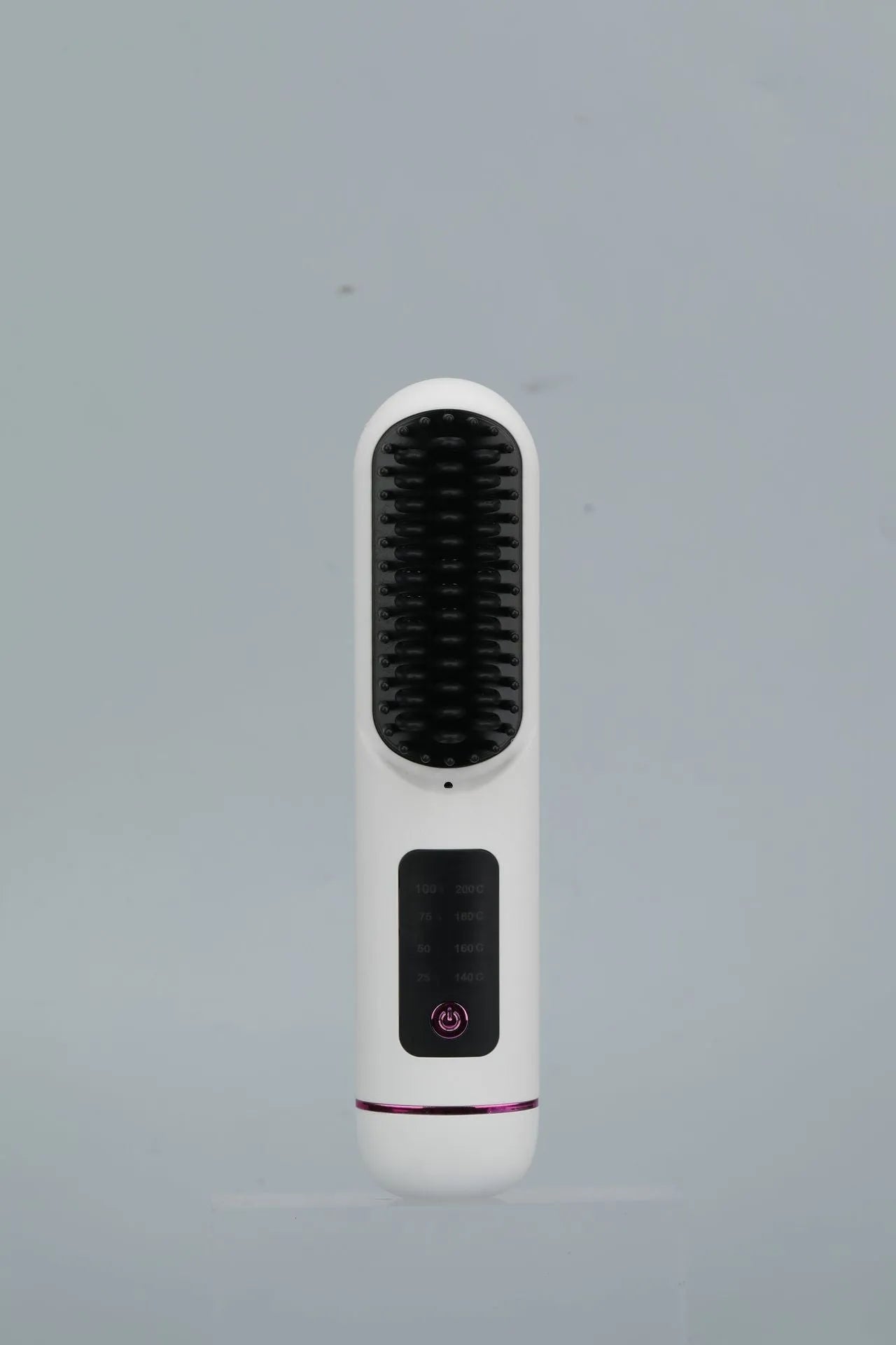 Negative ion straightening hair comb with USB charging port in white, dark blue, or grey colour options