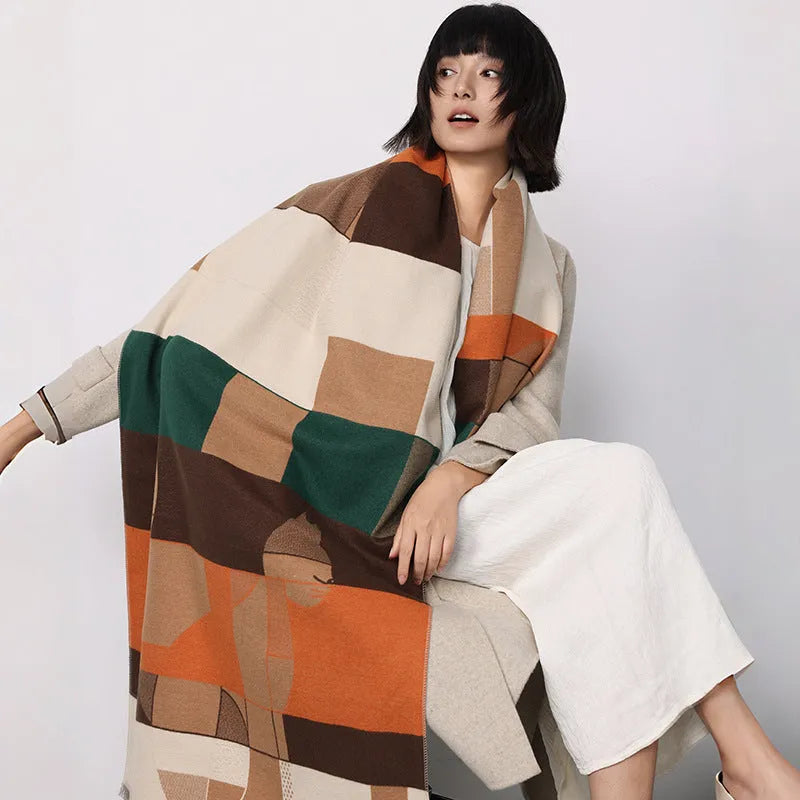 Imitation cashmere scarf in multiple colours showing 185cm by 65cm dimensions