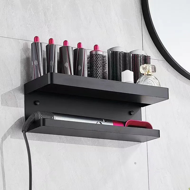 White double-layer aluminium bathroom storage rack with wave-shaped design for Marcel wavers