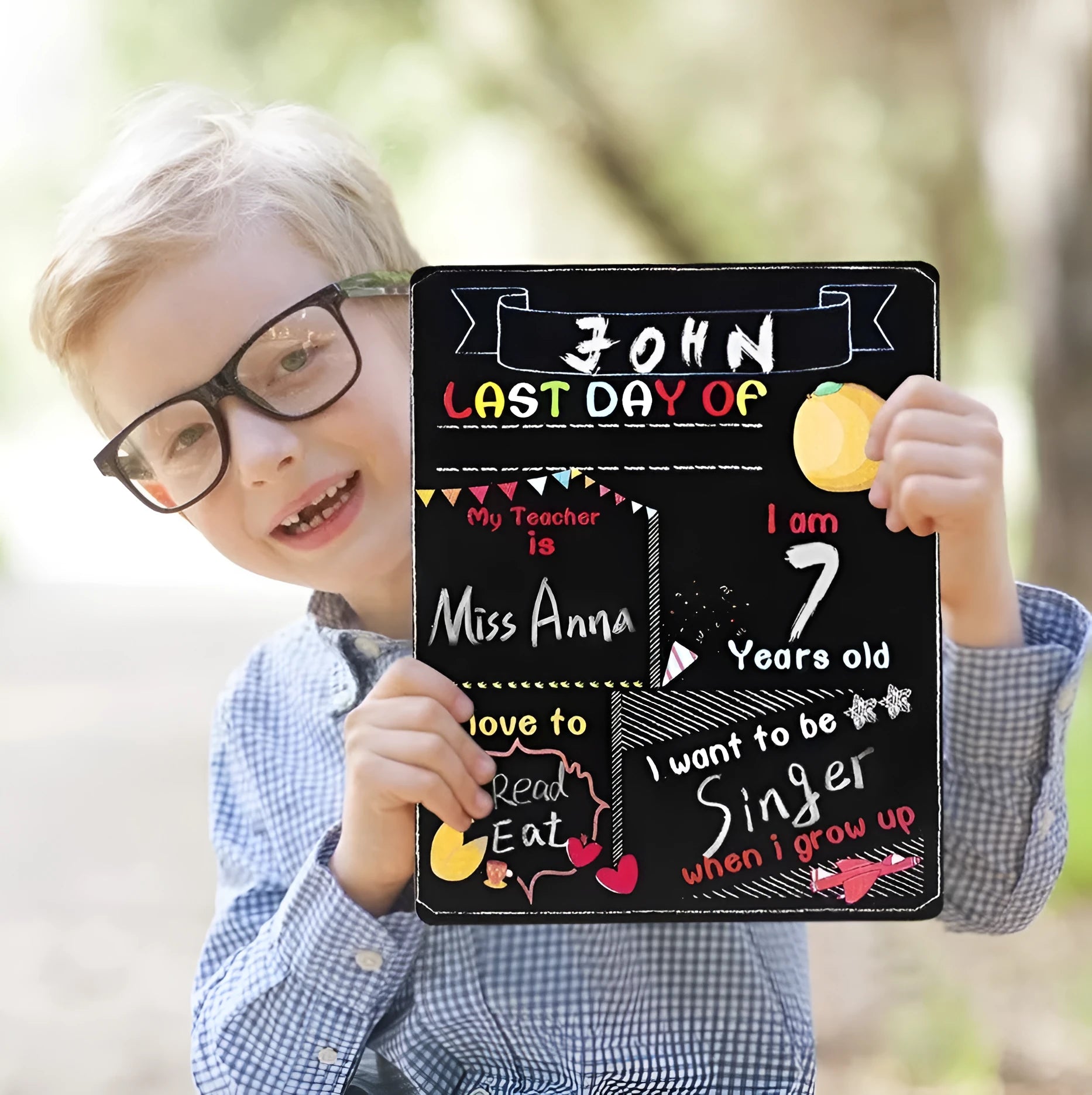Wooden first day of school blackboard craftwork ornament with modern simple style