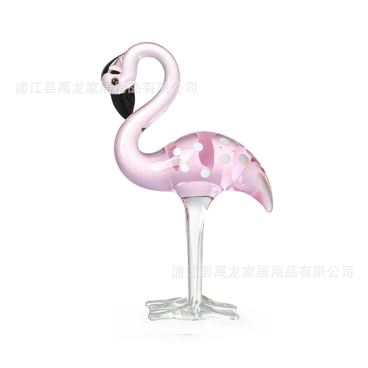 White crystal flamingo decorative ornament with pink dots in modern simplicity style for tabletop display