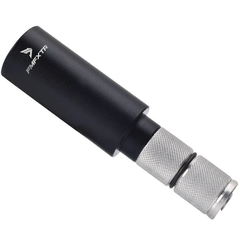 Aluminium alloy mountain bike handlebar extension rod showing folding mechanism and adjustment range