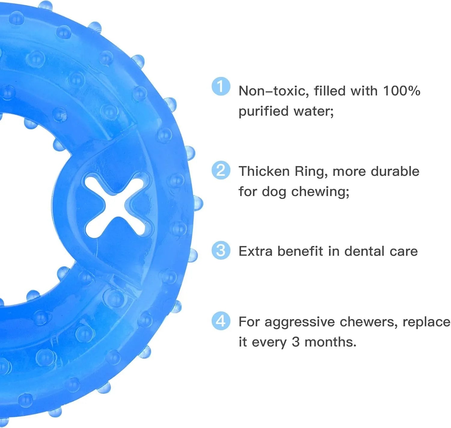 Freezable dog cooling chew toy in bones and circles shapes with thickened design