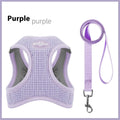 Cloth cat harness with chest strap and hand-holding rope in brown, green, purple colour options
