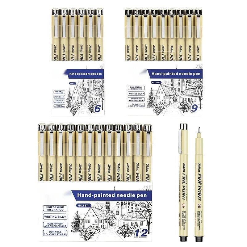 Syringe-style technical drawing needle pen with black waterproof ink for cartoon design and illustration
