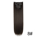 6-piece long straight synthetic wig extensions in 60cm length with multiple colour options