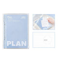 A5 PVC can store spiral notebook in blue or white with clear front showing loose pages