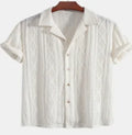 Men's loose casual cardigan in black, green or white with short sleeves for summer wear