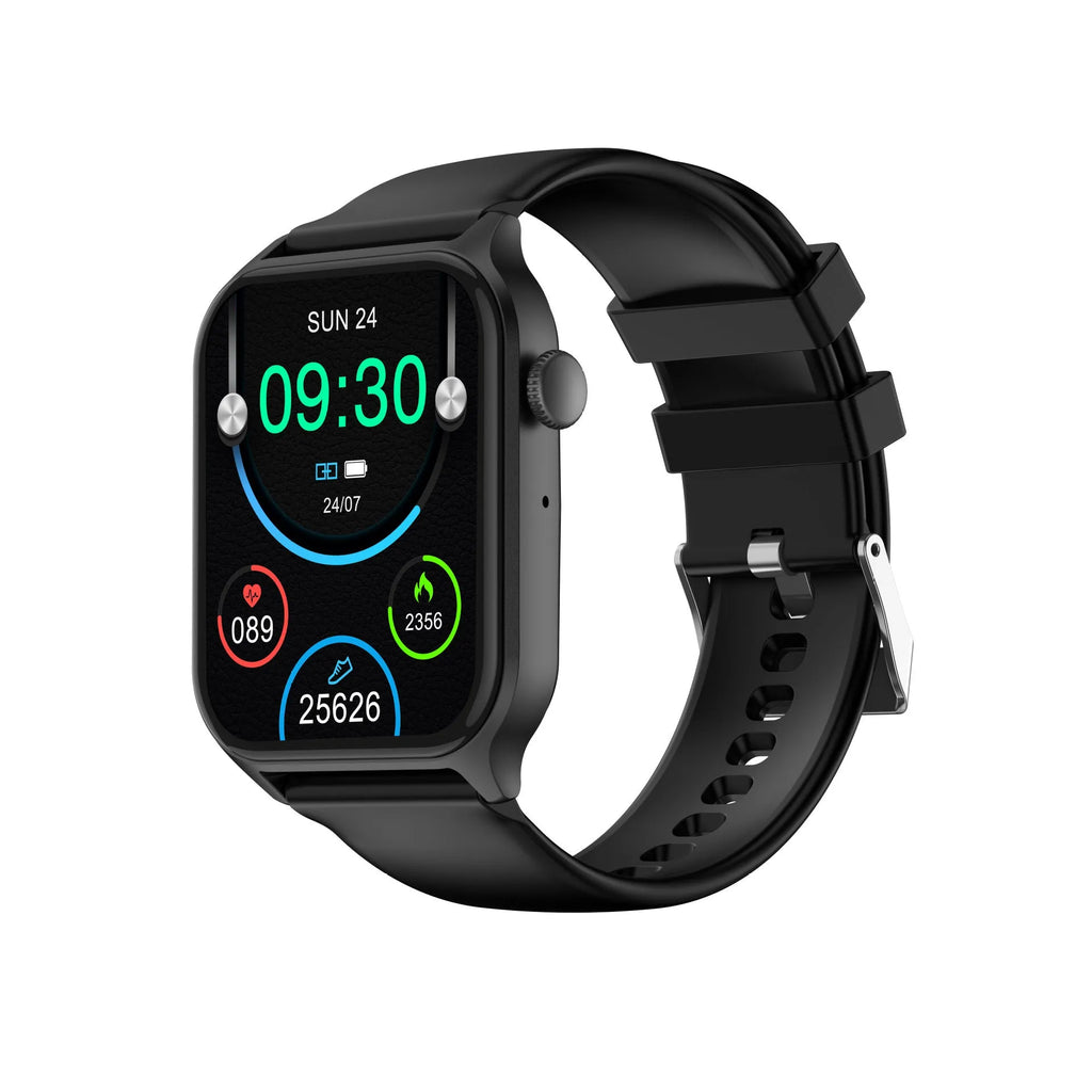 Z145 Smart Watch in black on a wrist, showing a watch face with health metrics and Bluetooth call icon.