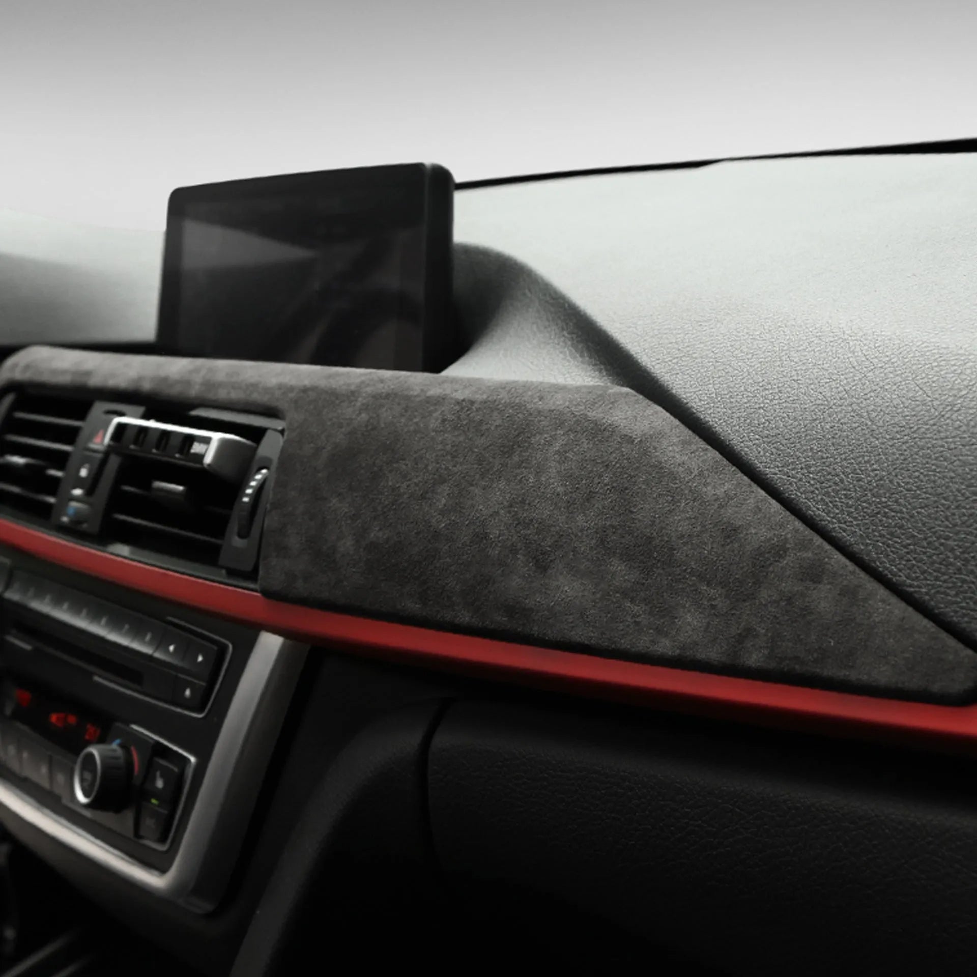 BMW 3 Series F30 Alcantara suede central control instrument trim in dark grey, 660x93x50mm, with 3M adhesive backing