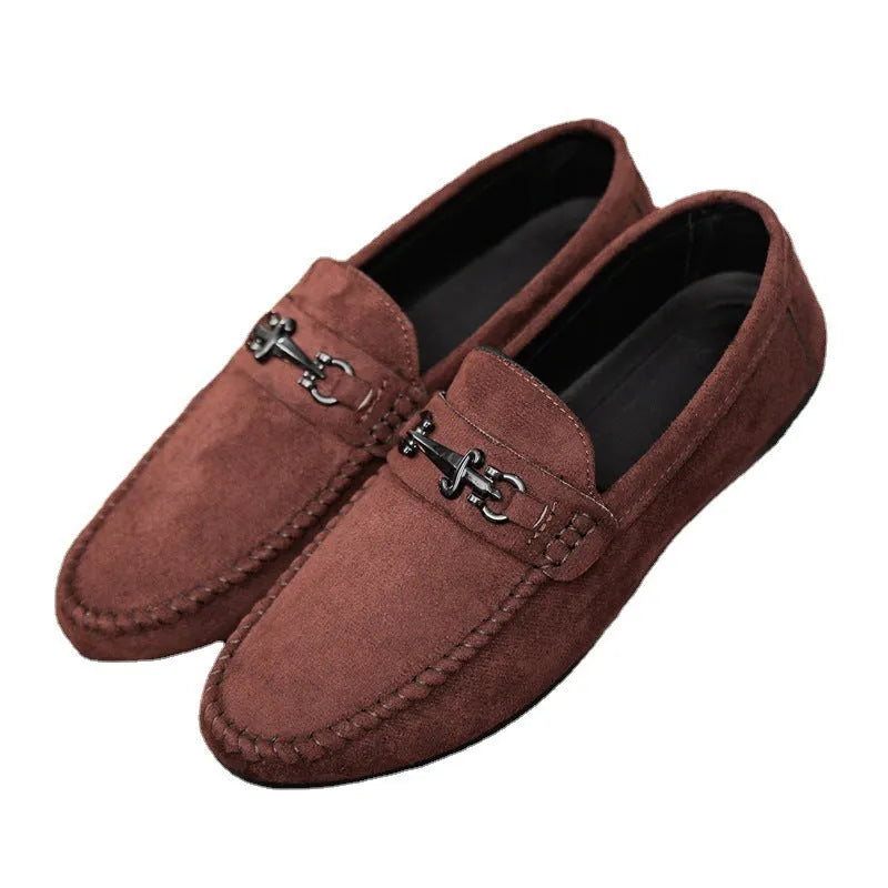 Men's waterproof slip-on loafers in black and brown with round toe design