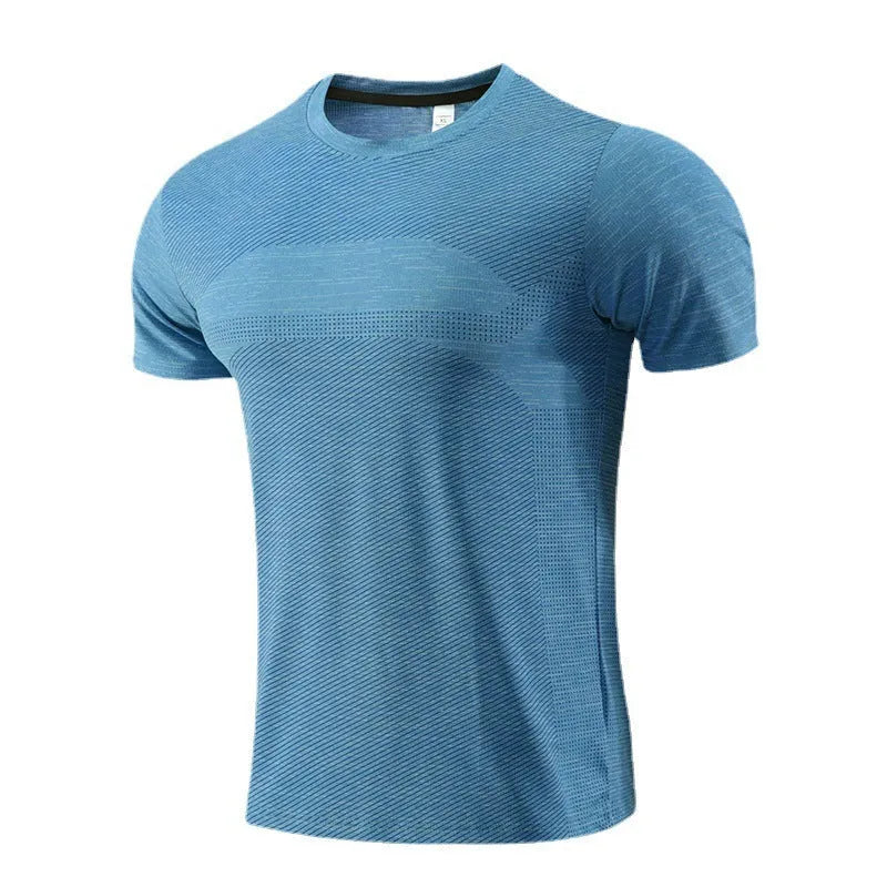 Athletic short sleeve t-shirt for running and basketball in polyester spandex fabric