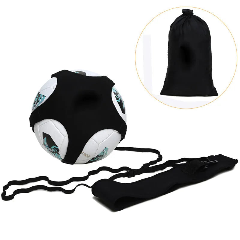 Black football training juggling belt with 2 metre length made from diving suit fabric