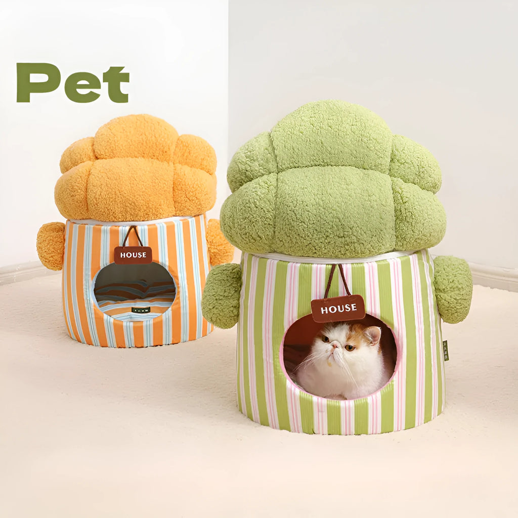 Cauliflower tree hole nest three-dimensional enclosed small dog house and cat bed in green colour
