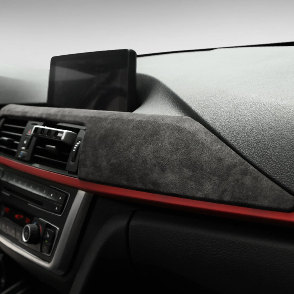 BMW 3 Series F30 Alcantara suede central control instrument trim in dark grey, 660x93x50mm, with 3M adhesive backing