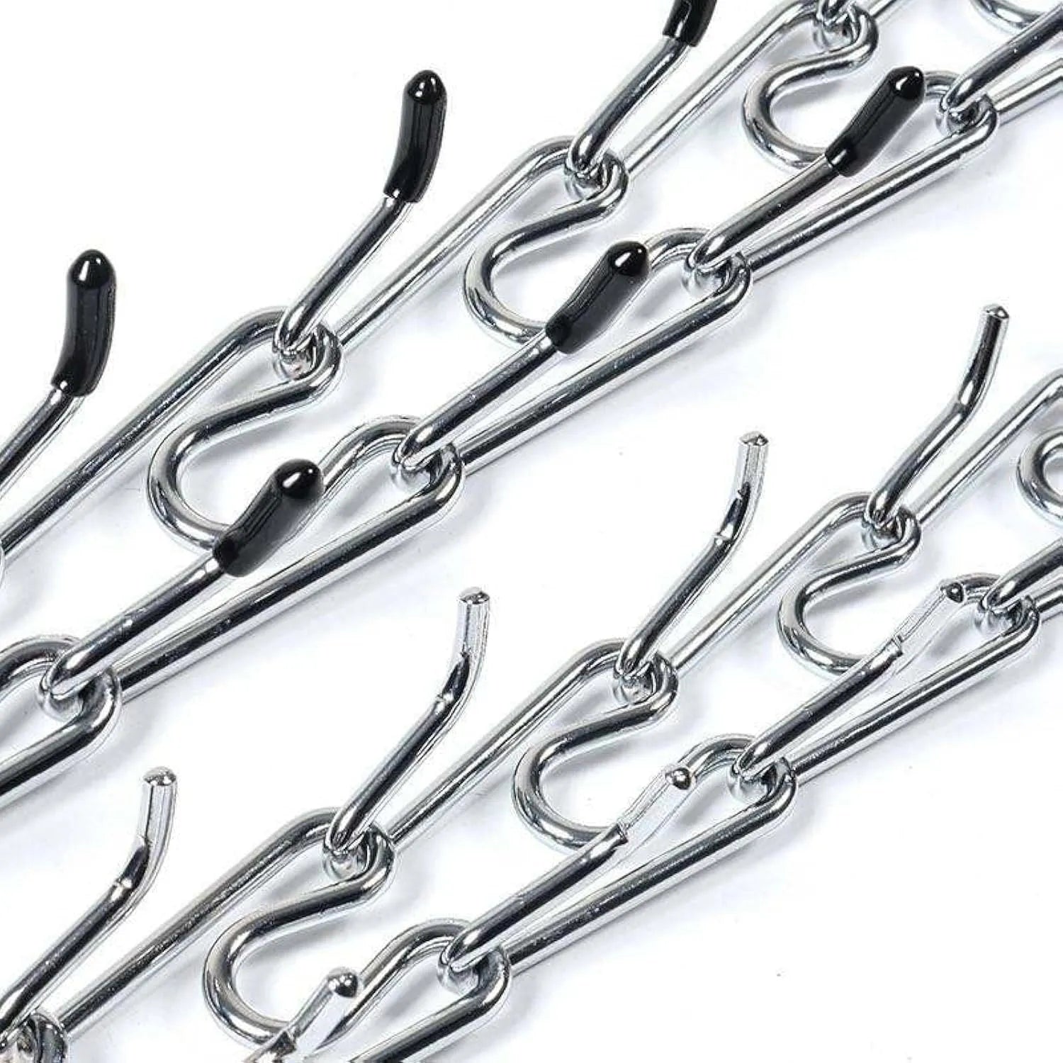 Stainless steel dog prong training collar with rubber tips and adjustable links