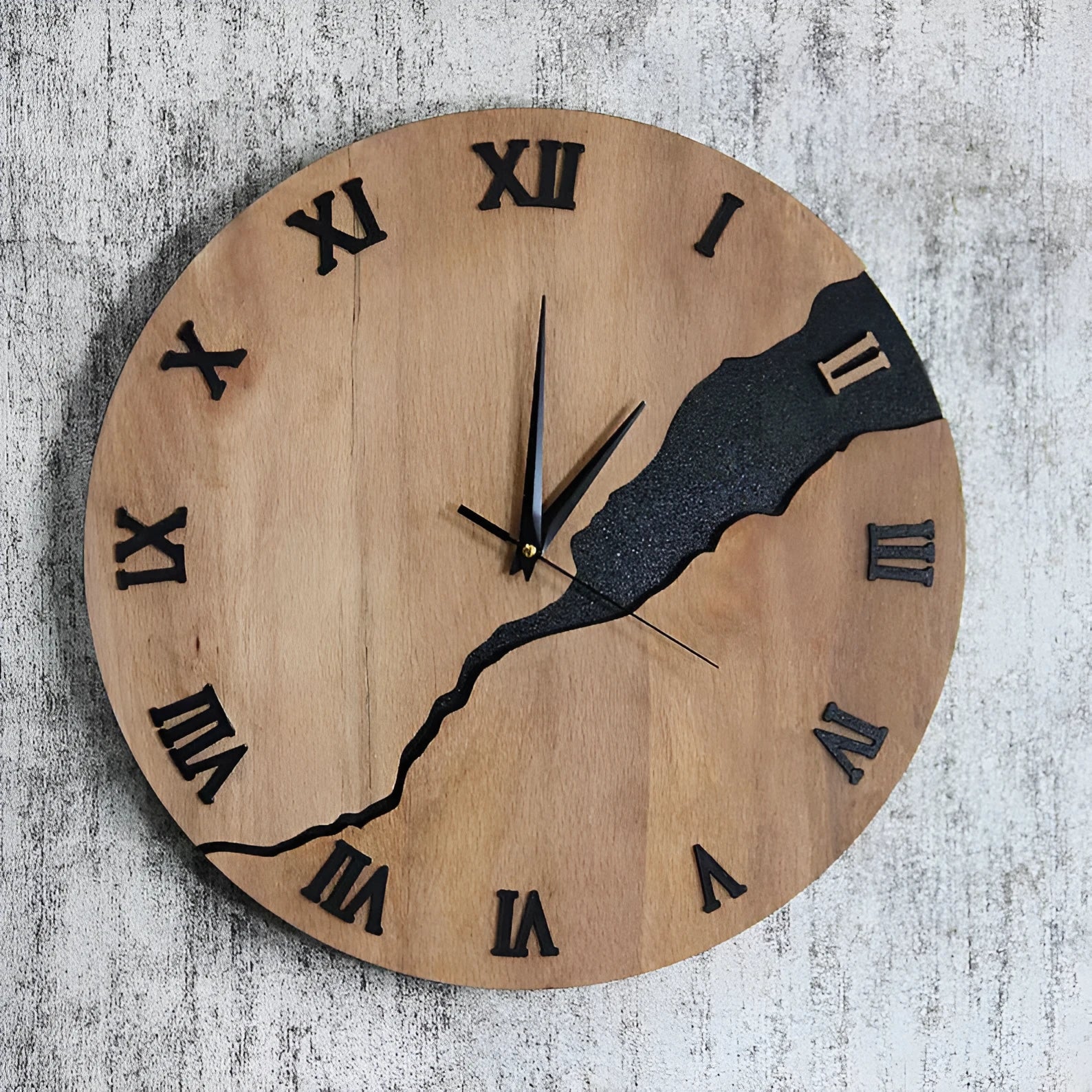 Modern simple wooden wall clock with clean face in contemporary home setting