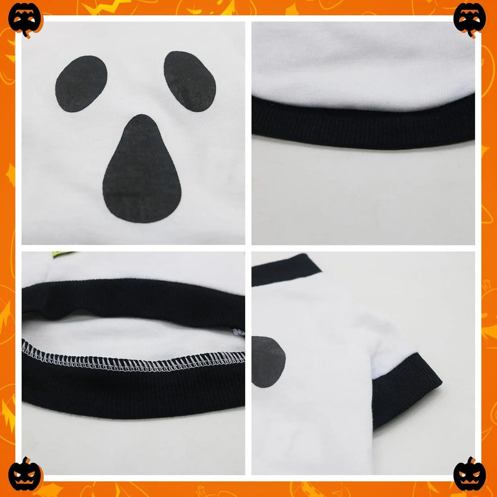 Orange Halloween dog skeleton costume sweatshirt made of soft cotton for small breed dogs