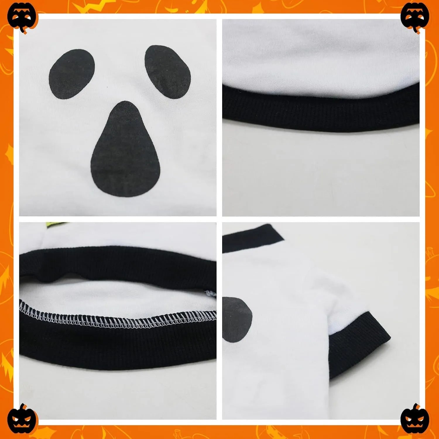 Orange Halloween dog skeleton costume sweatshirt made of soft cotton for small breed dogs