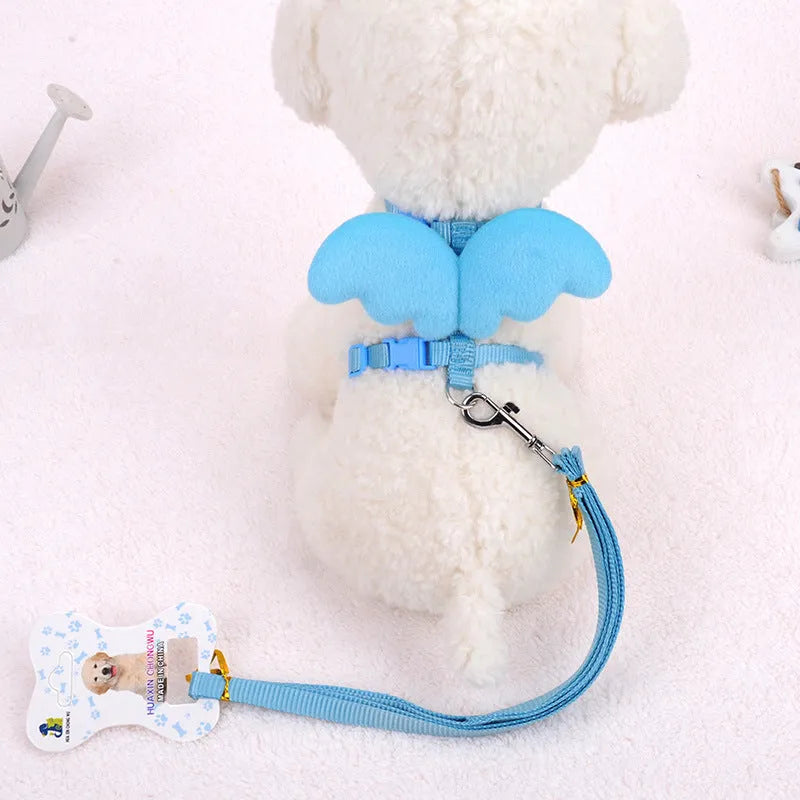 Pet dog angel wings hand holding rope in six colours blue red purple yellow green pink