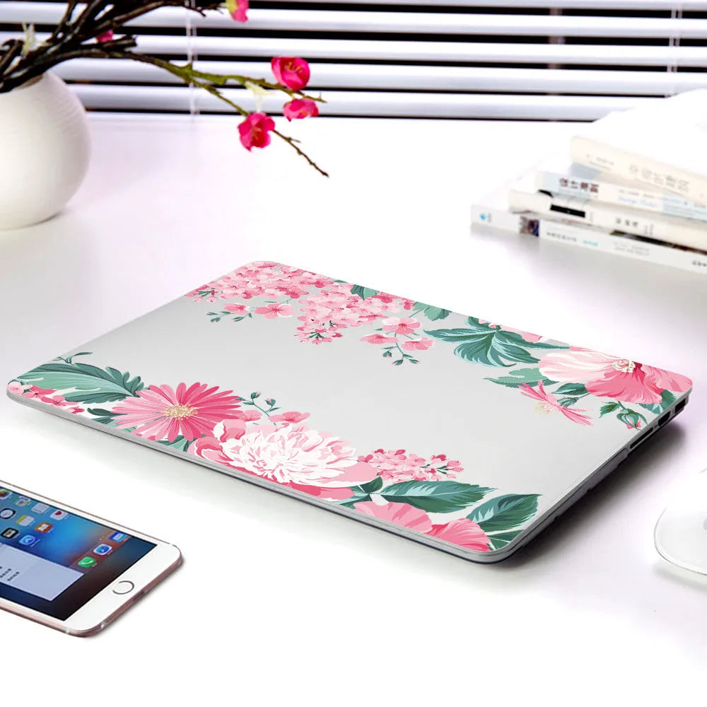 Plastic protective shell for Apple MacBook with partial flower series floral design showing five pattern options