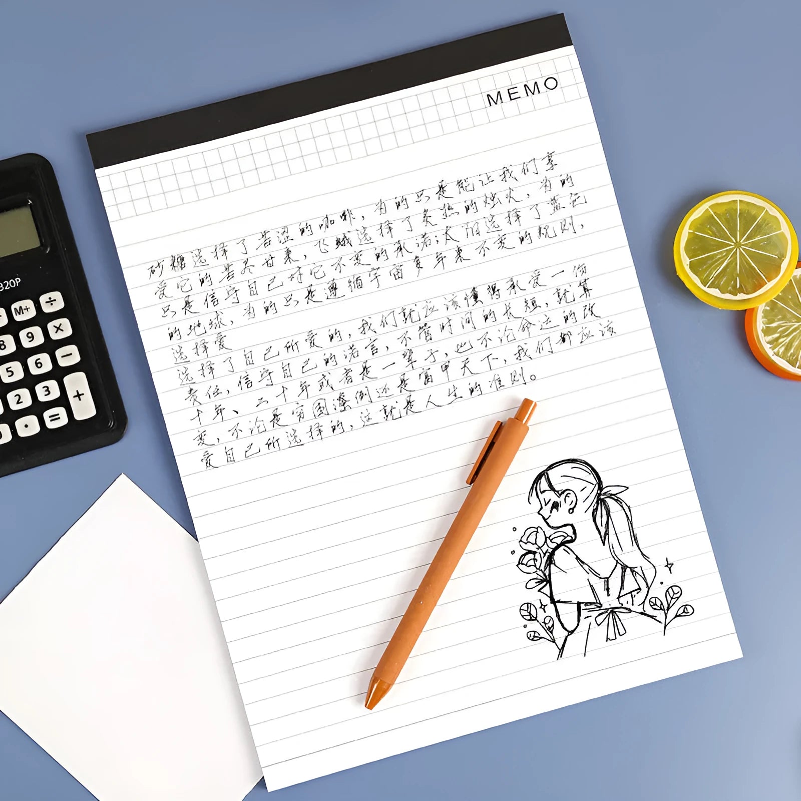 A4 tearable notebook with grid-lined ivory pages and wireless adhesive binding, shown in both A4 and A5 sizes