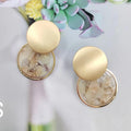 Round matte resin earrings with hypoallergenic dangle design in retro style