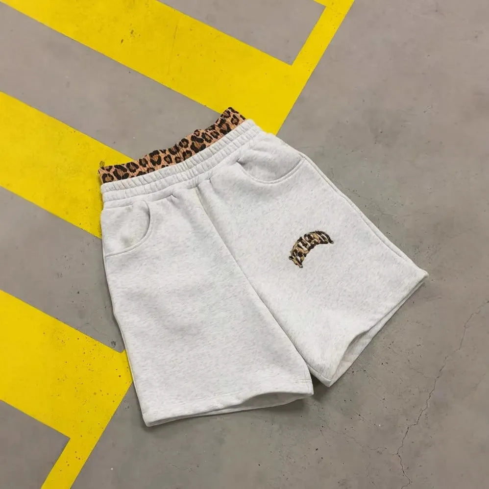 Men's patchwork double waist hip hop trousers in loose fit with elastic polyester fabric