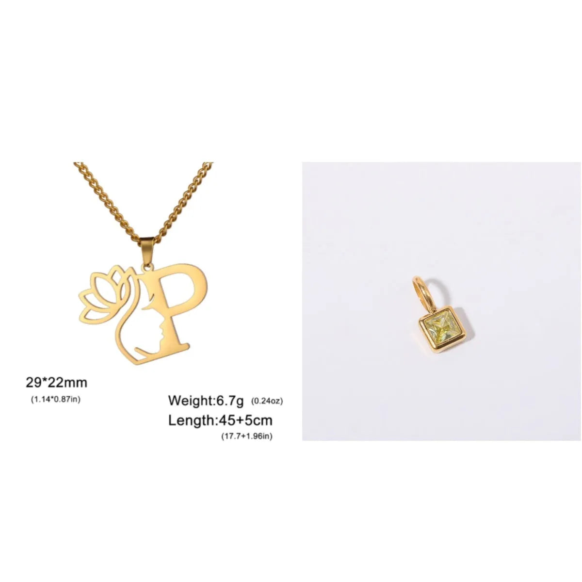 Stainless steel cross chain necklace with electroplated finish shown in gold and silver colour options
