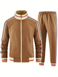Turtleneck zipper cardigan trousers suit in polyester fabric streetwear style