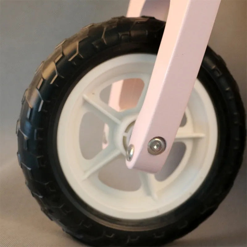 Pink wooden balance scooter for children aged 1-6 years with 10 inch size
