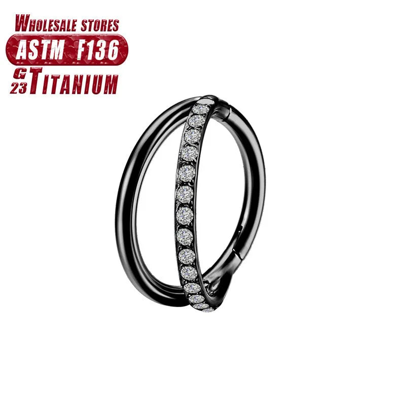 Titanium alloy nose ring body jewellery showing colour options and size variations