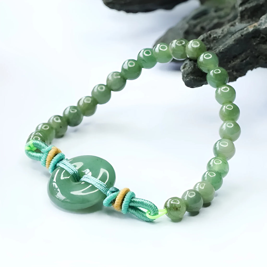 Natural jade star-shaped safety buckle bracelet with emerald oil green beads approximately 6mm