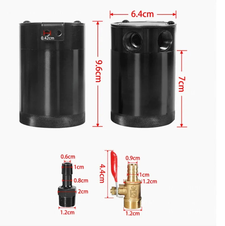 Aluminium automotive oil pot with two-hole design in black or silver colour