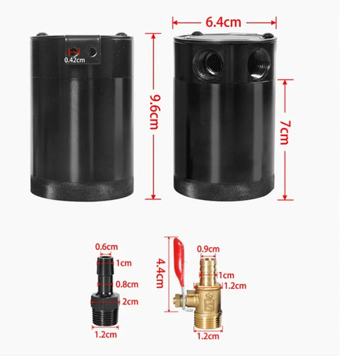 Aluminium automotive oil pot with two-hole design in black or silver colour