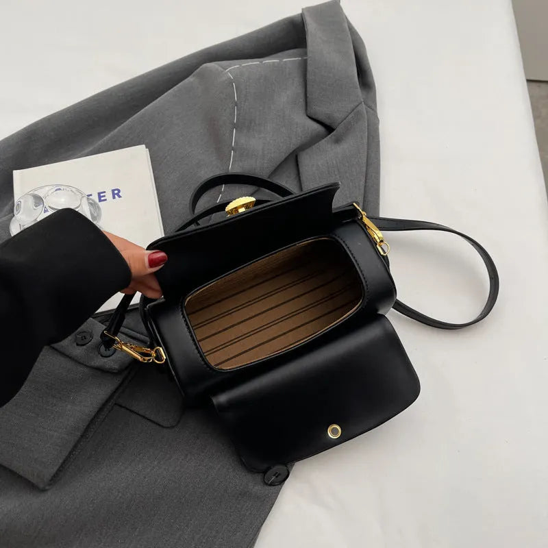 Women's PU leather shoulder messenger bag with personalised letter detailing in beige colour