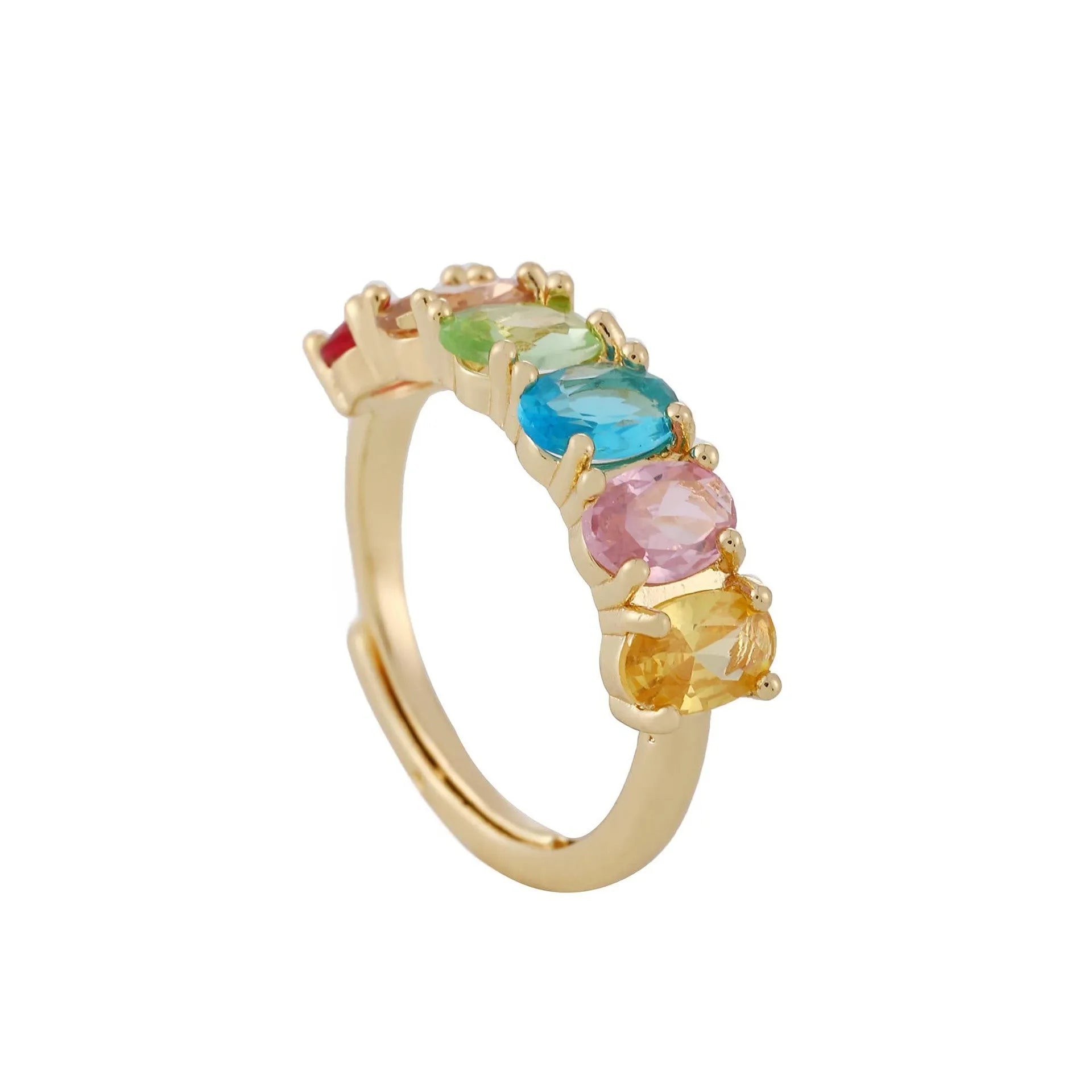 Adjustable gold zircon ring with simple retro design on finger