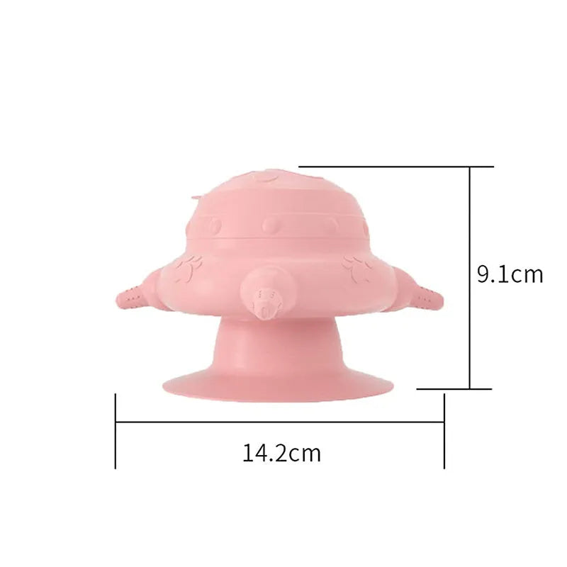Pink silicone pet nursing bottle with bionic teat and wide base for feeding puppies and kittens.