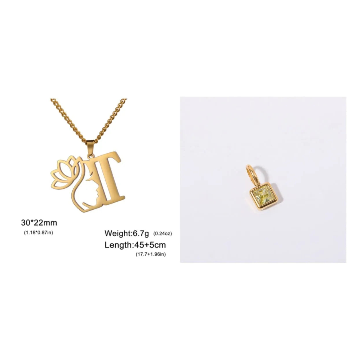 Stainless steel cross chain necklace with electroplated finish shown in gold and silver colour options