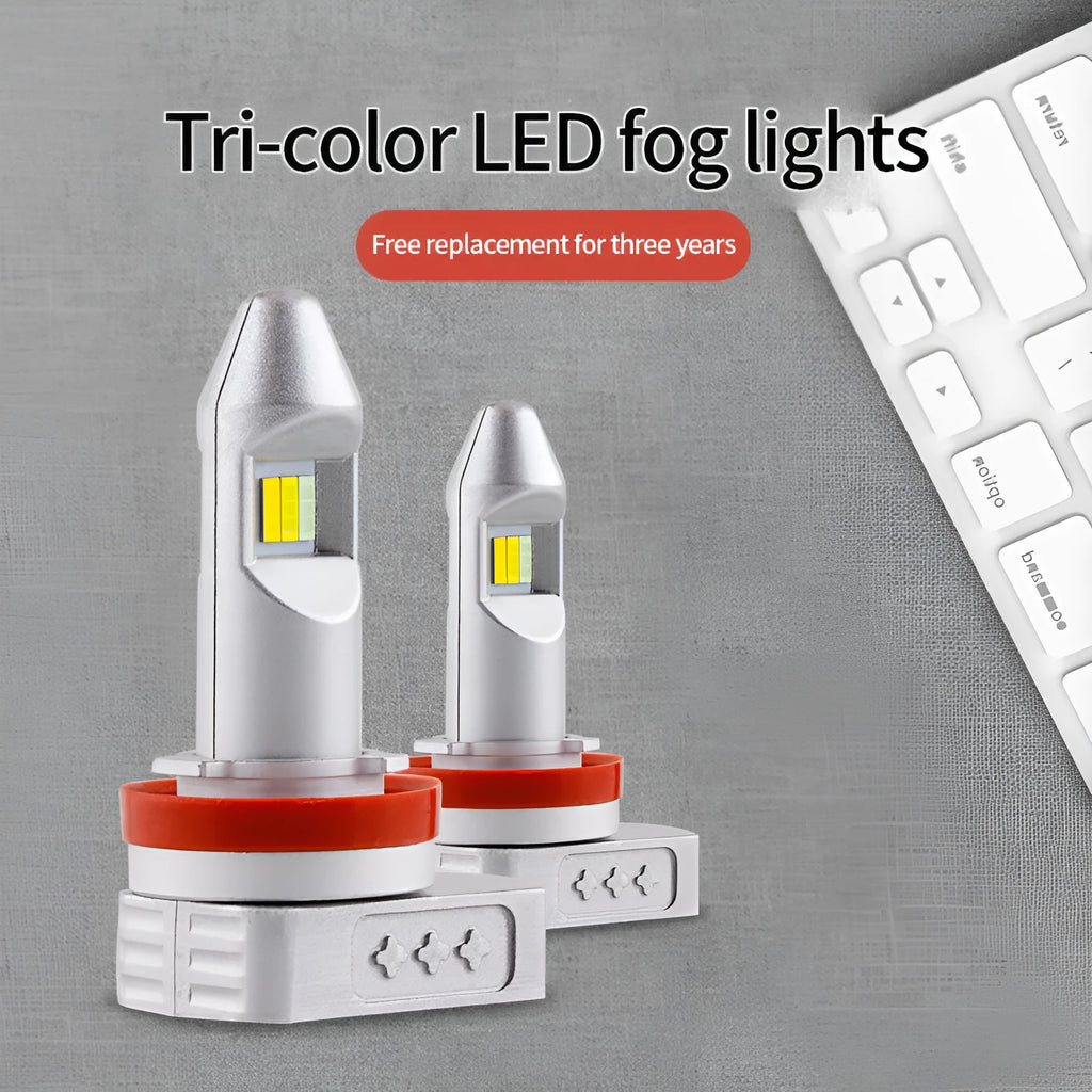 Universal LED fog lamp bulb with aluminium housing on a white background.