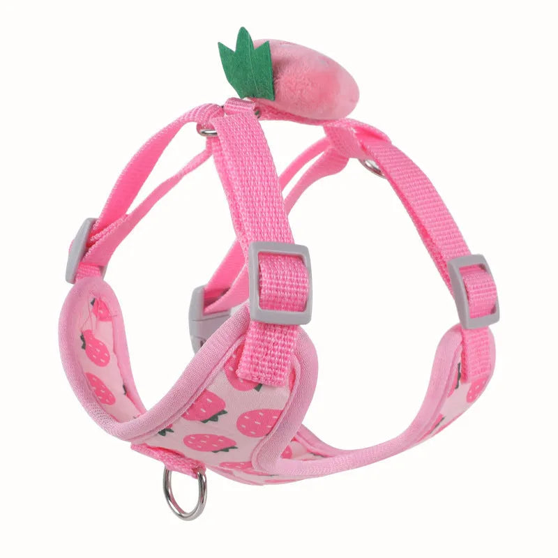 Reflective vest-style dog harness with integrated lead for small dogs in polyester fabric